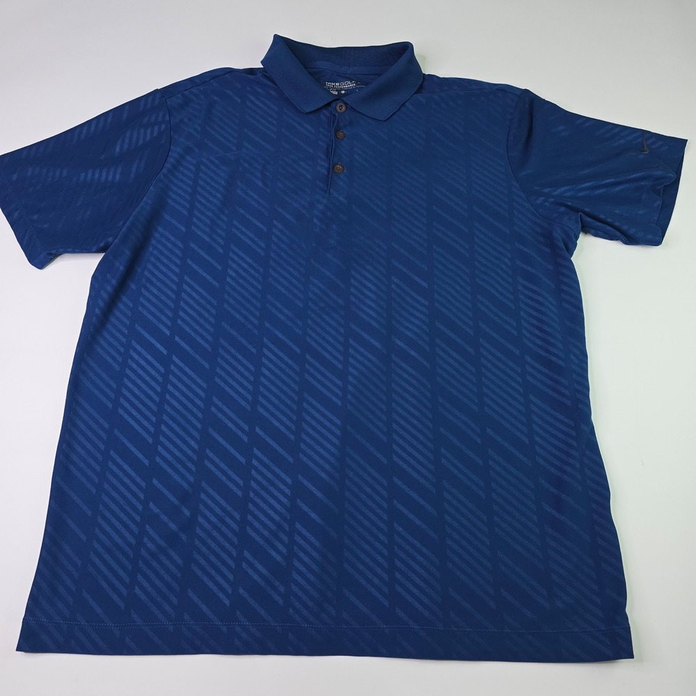 Nike Golf Tour Performance Dri-Fit Polo Shirt Mens Large Blue Tonal Stripe L